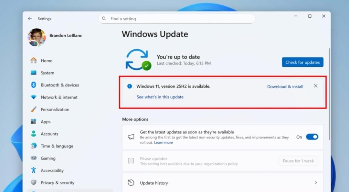 windows 11 25h2 rolling out
